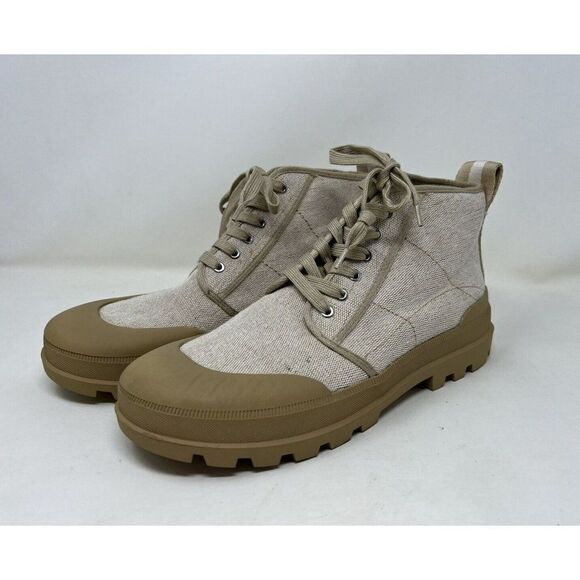 Zara Womens Fabric Lace Up Ankle Boots Tan Natural EU 41 US 10 1131/710 NWT - Picture 1 of 6